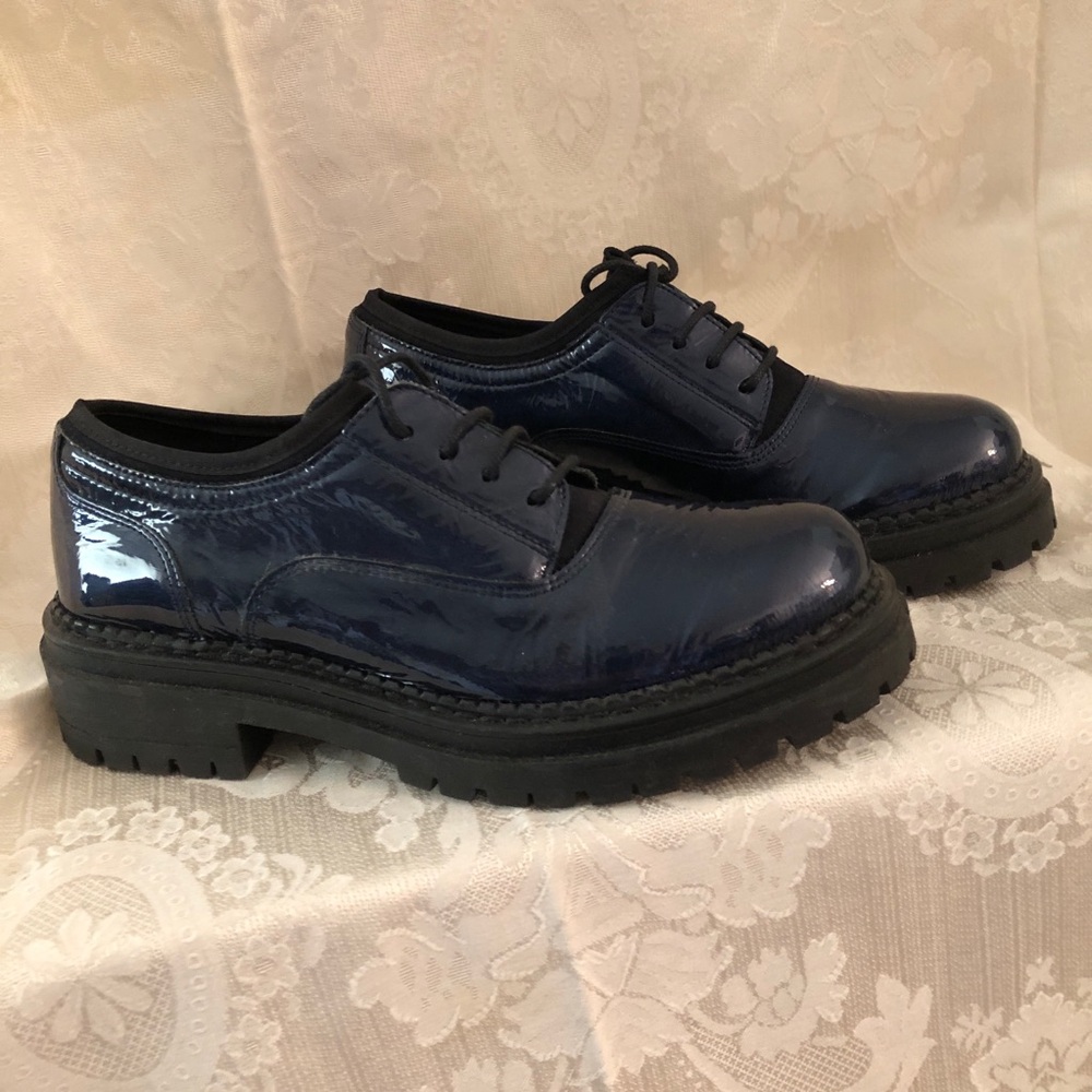 Shellys London Navy Patent Leather Loafers- New Wave Punk Funk Rock and Roll